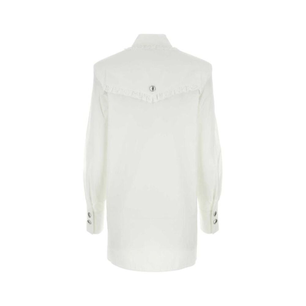 ALESSANDRA RICH Ruffled Yoke Long Sleeve Shirt Women WHITE Dresses
